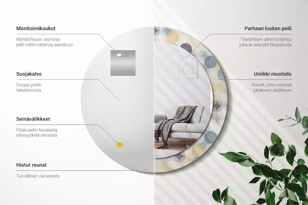 Espejo redondo estampado círculos geométricos