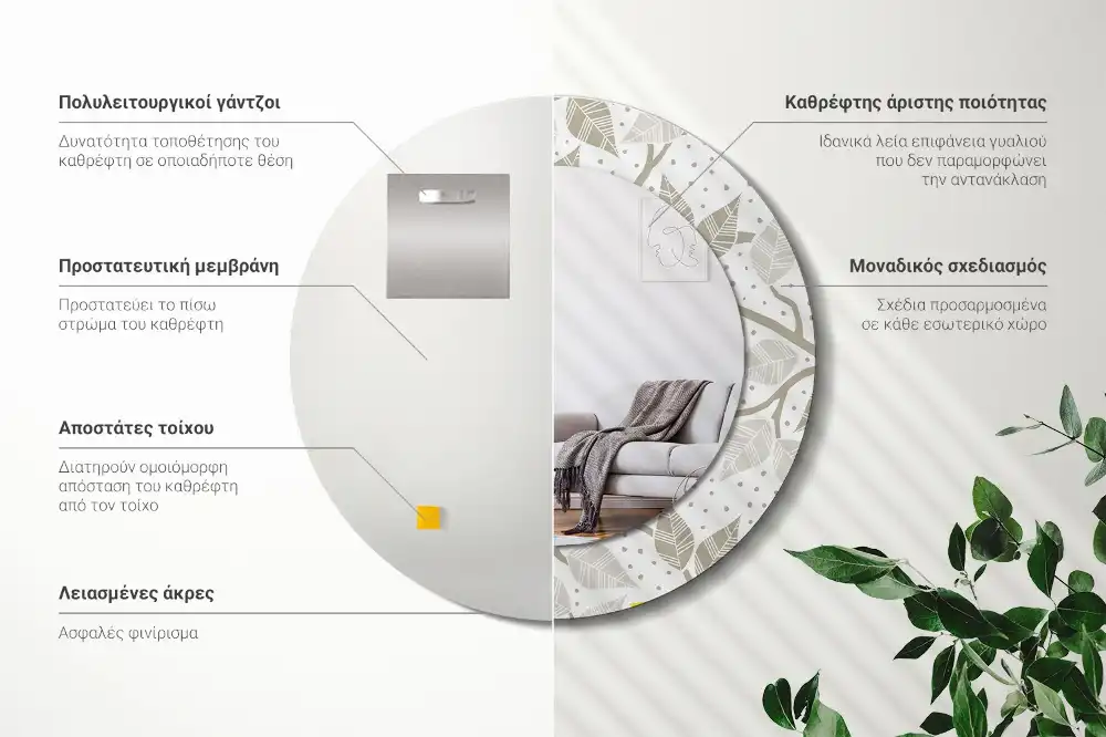 Espejo redondo impreso Pájaros amarillos en las ramas