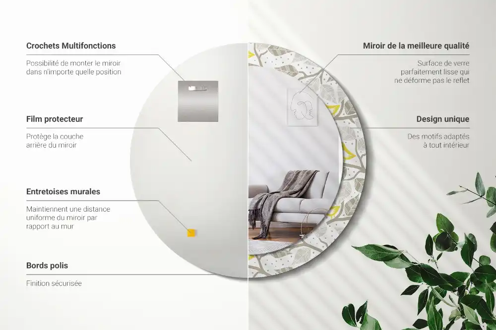 Espejo redondo impreso Pájaros amarillos en las ramas