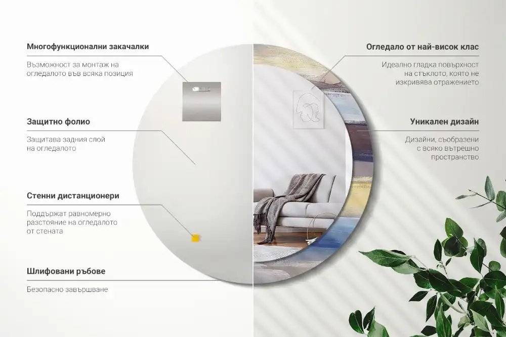 Espejo redondo impreso Pintura abstracta