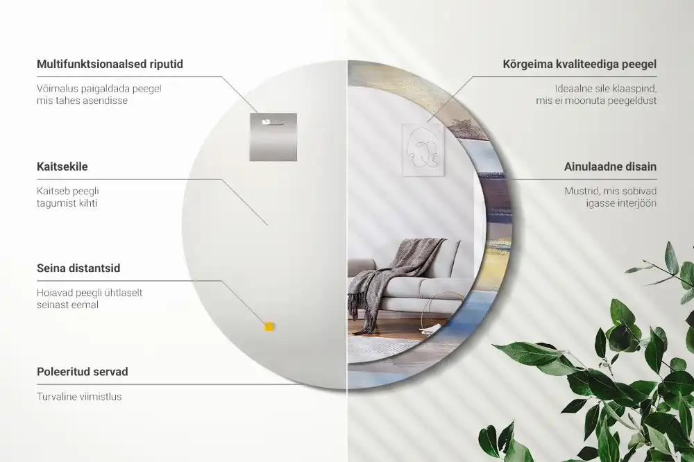 Espejo redondo impreso Pintura abstracta