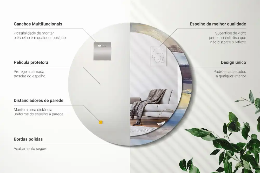 Espejo redondo impreso Pintura abstracta