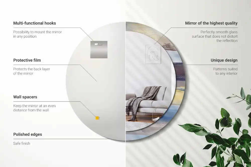 Espejo redondo impreso Pintura abstracta