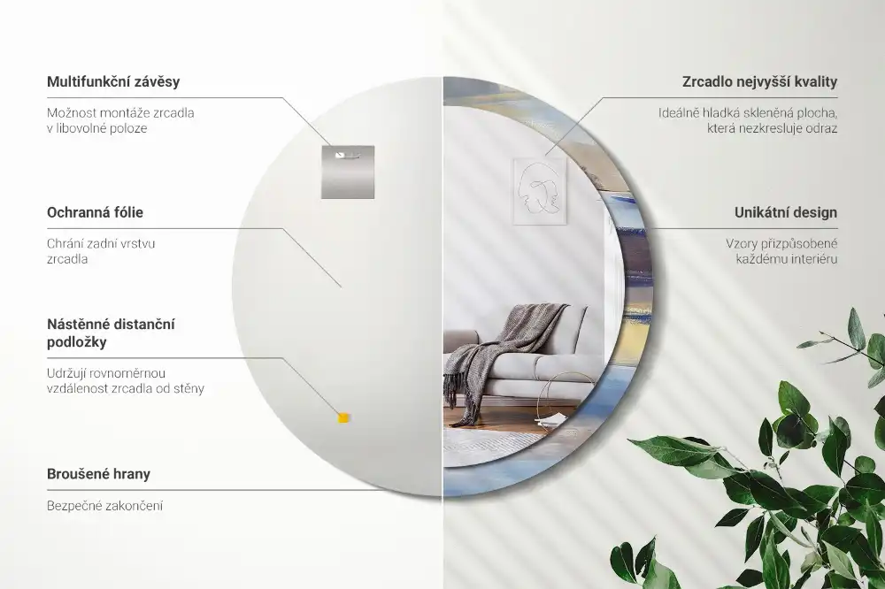 Espejo redondo impreso Pintura abstracta