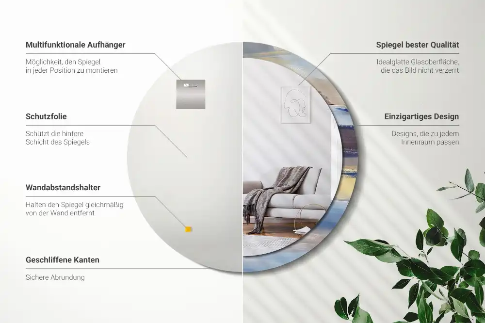 Espejo redondo impreso Pintura abstracta