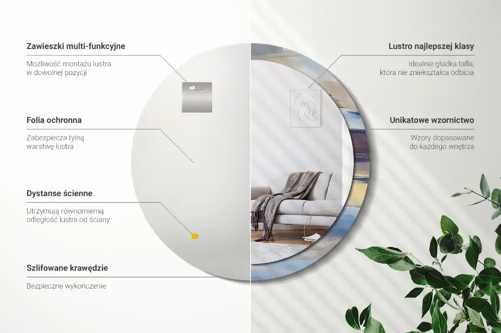 Espejo redondo impreso Pintura abstracta