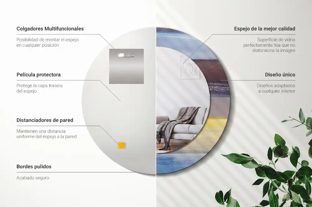 Espejo redondo impreso Pintura abstracta