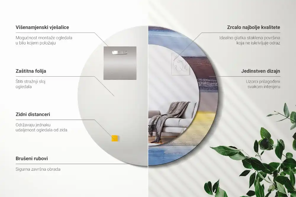 Espejo redondo impreso Pintura abstracta