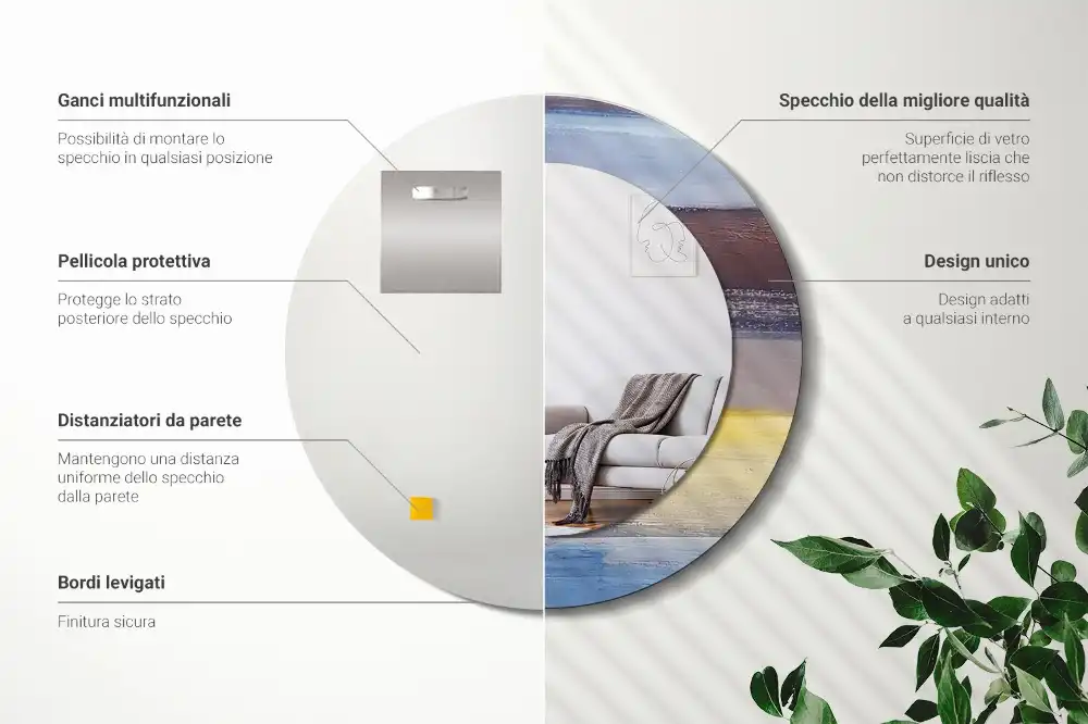 Espejo redondo impreso Pintura abstracta