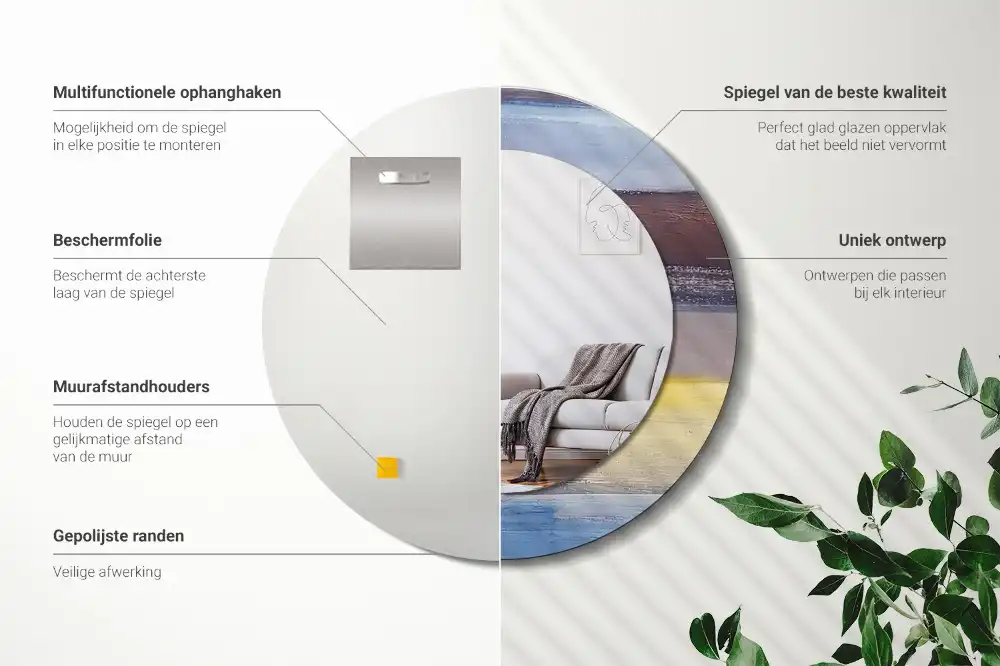 Espejo redondo impreso Pintura abstracta