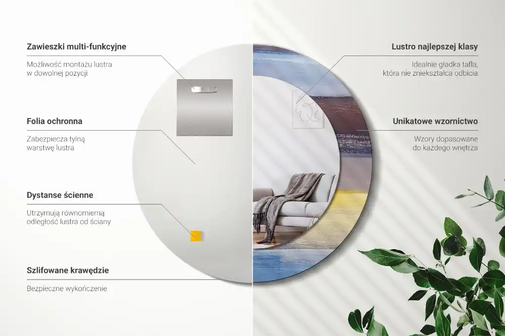 Espejo redondo impreso Pintura abstracta