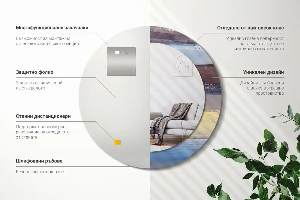 Espejo redondo impreso Pintura abstracta