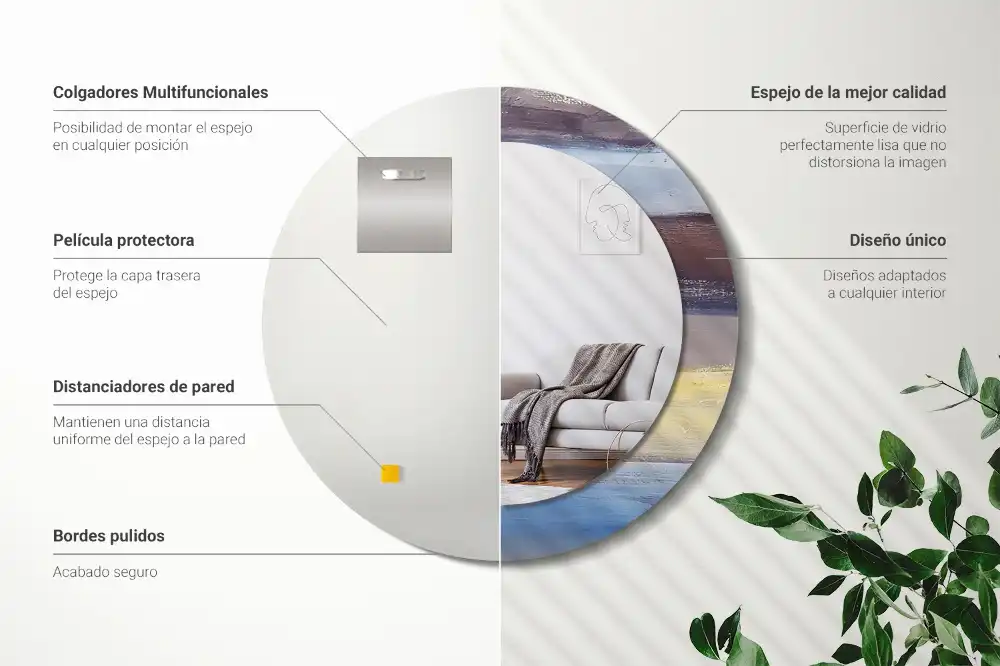 Espejo redondo impreso Pintura abstracta