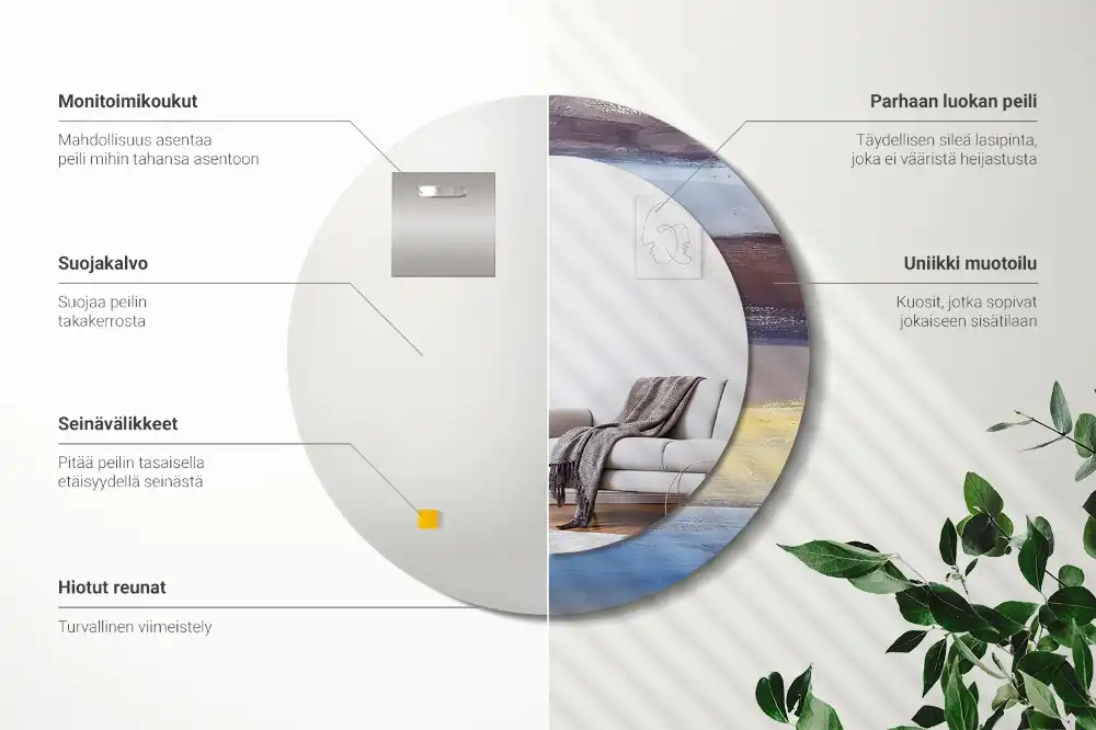 Espejo redondo impreso Pintura abstracta