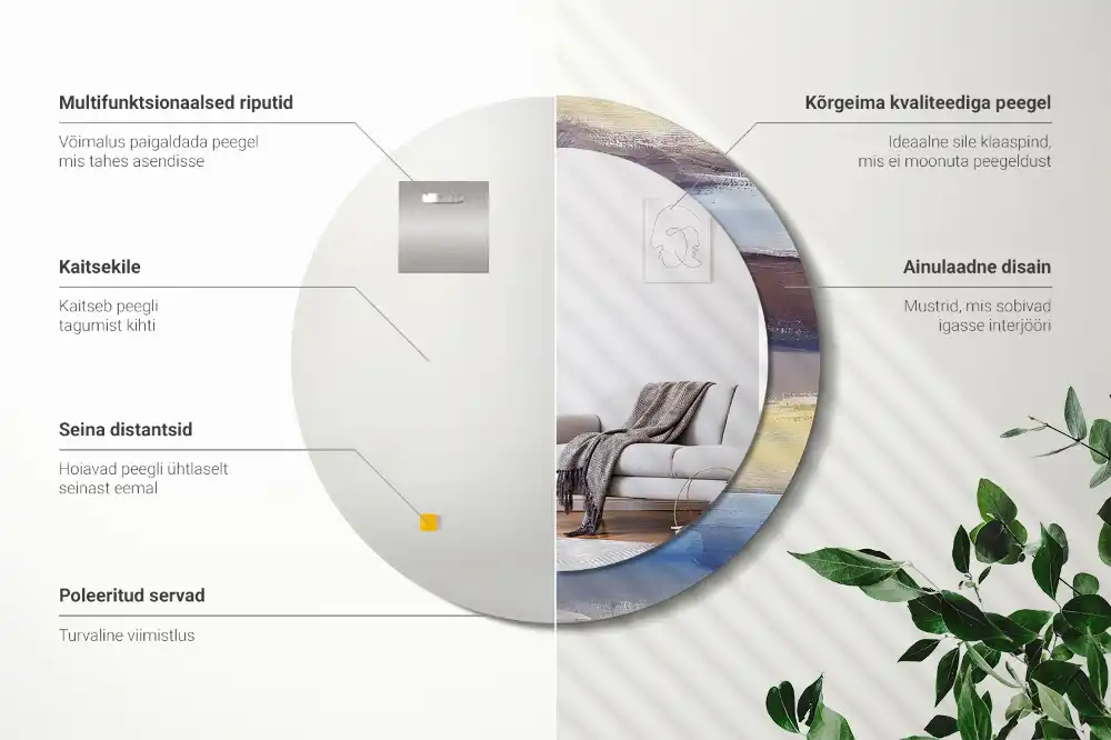 Espejo redondo impreso Pintura abstracta