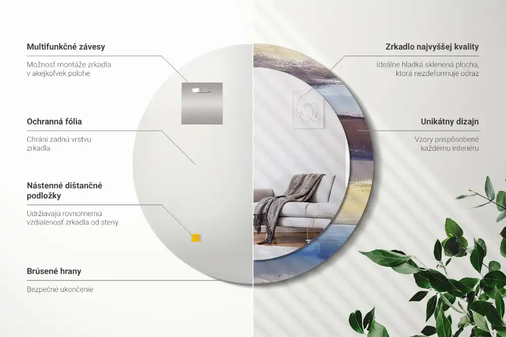 Espejo redondo impreso Pintura abstracta