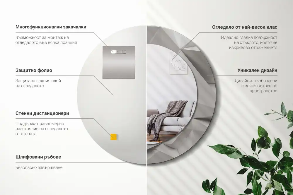 Espejo redondo impreso Cristal blanco abstracto