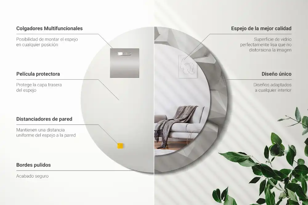 Espejo redondo impreso Cristal blanco abstracto