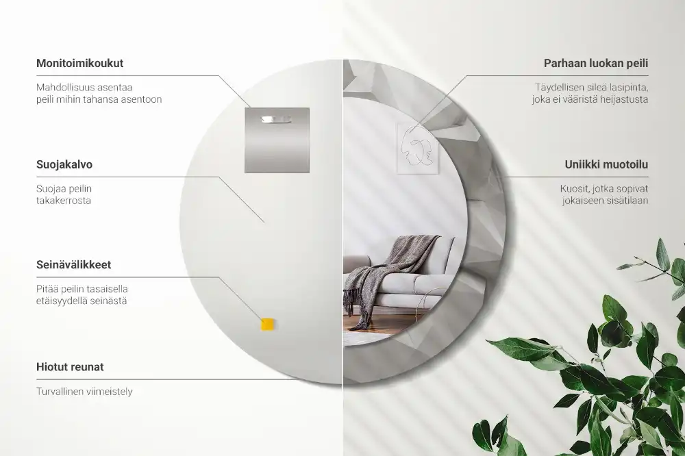 Espejo redondo impreso Cristal blanco abstracto