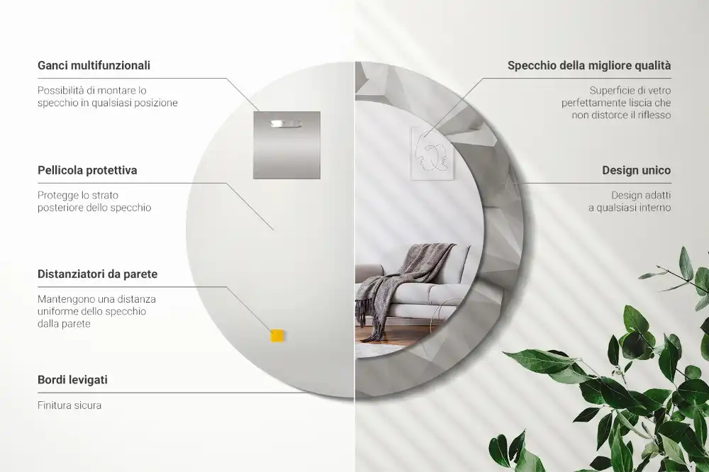 Espejo redondo impreso Cristal blanco abstracto