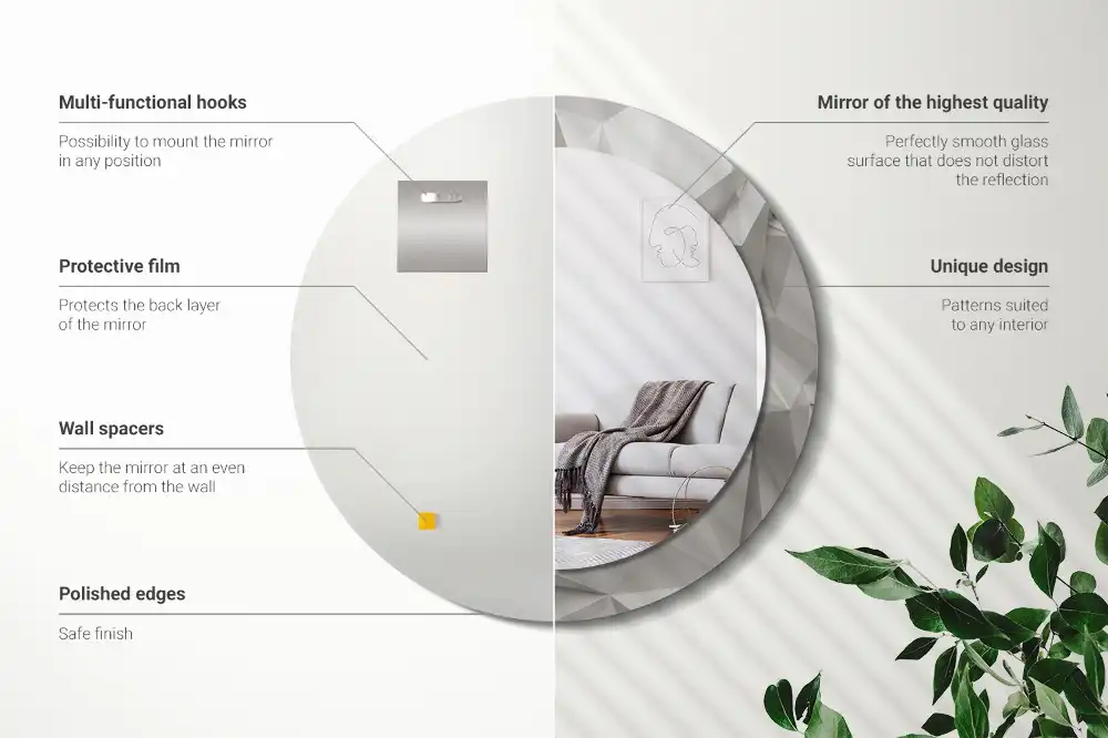 Espejo redondo impreso Cristal blanco abstracto