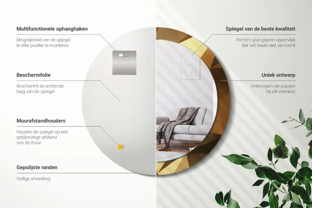 Espejo redondo estampado Patrón geométrico