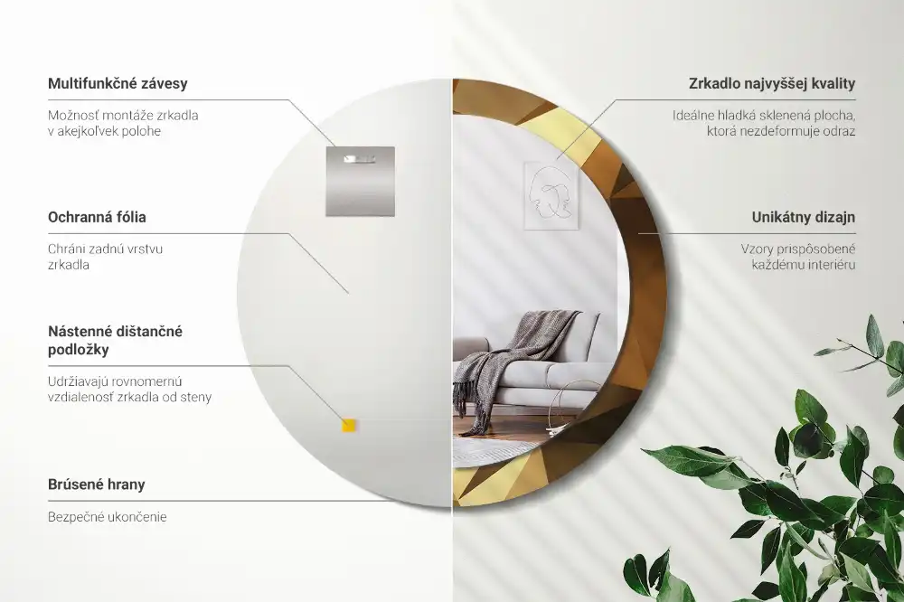 Espejo redondo estampado Patrón geométrico