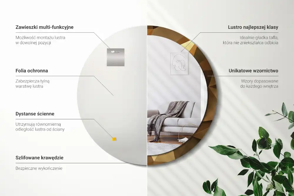 Espejo redondo estampado Patrón geométrico