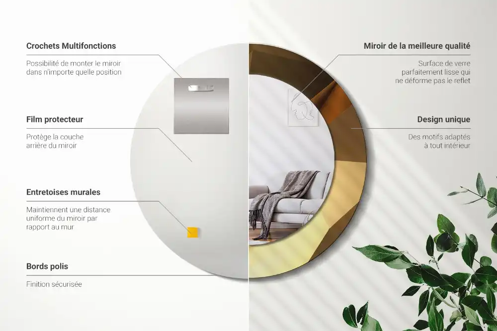 Espejo redondo estampado Patrón geométrico