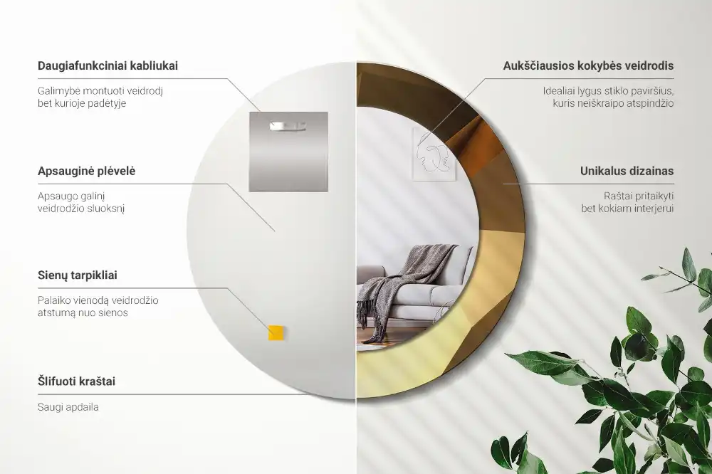 Espejo redondo estampado Patrón geométrico