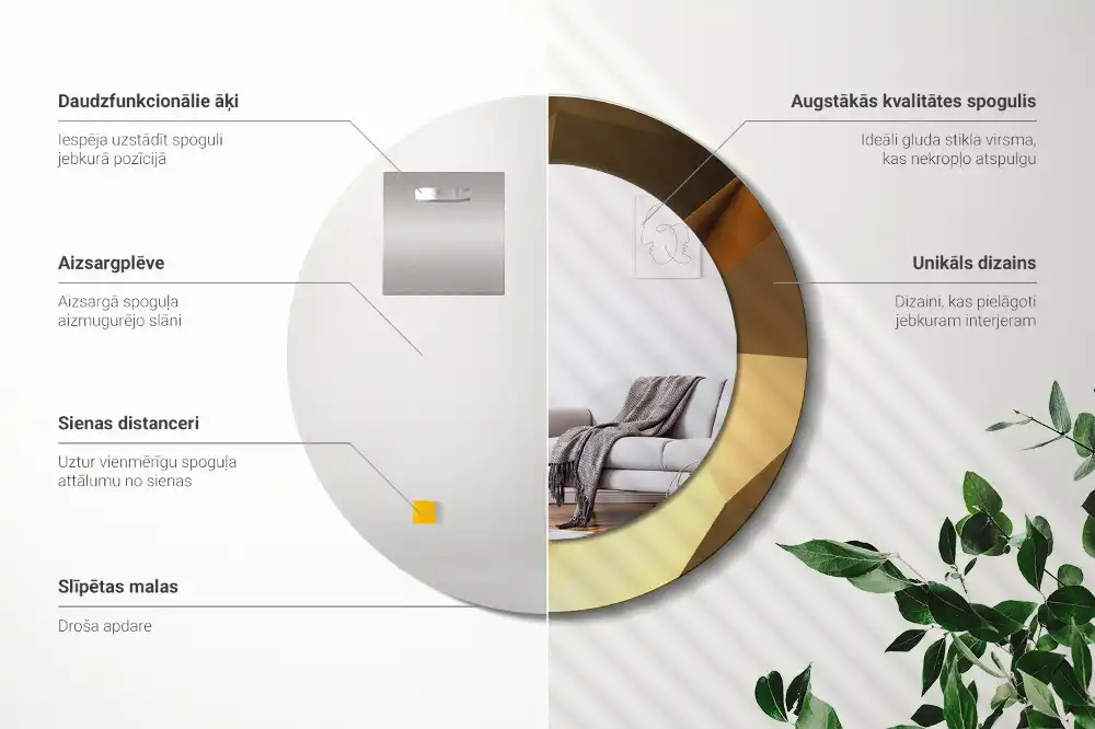 Espejo redondo estampado Patrón geométrico