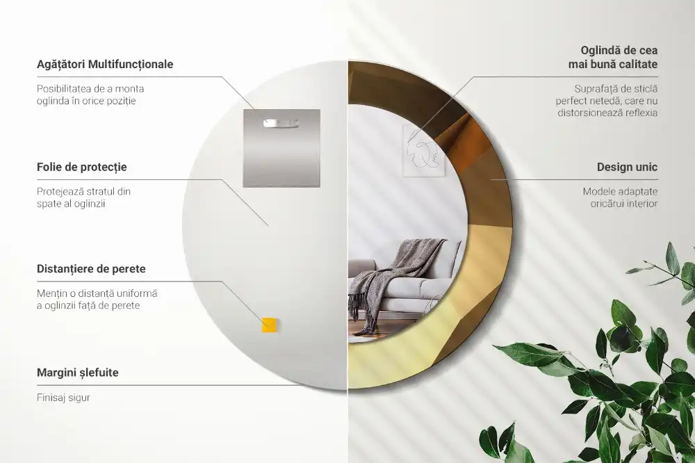 Espejo redondo estampado Patrón geométrico