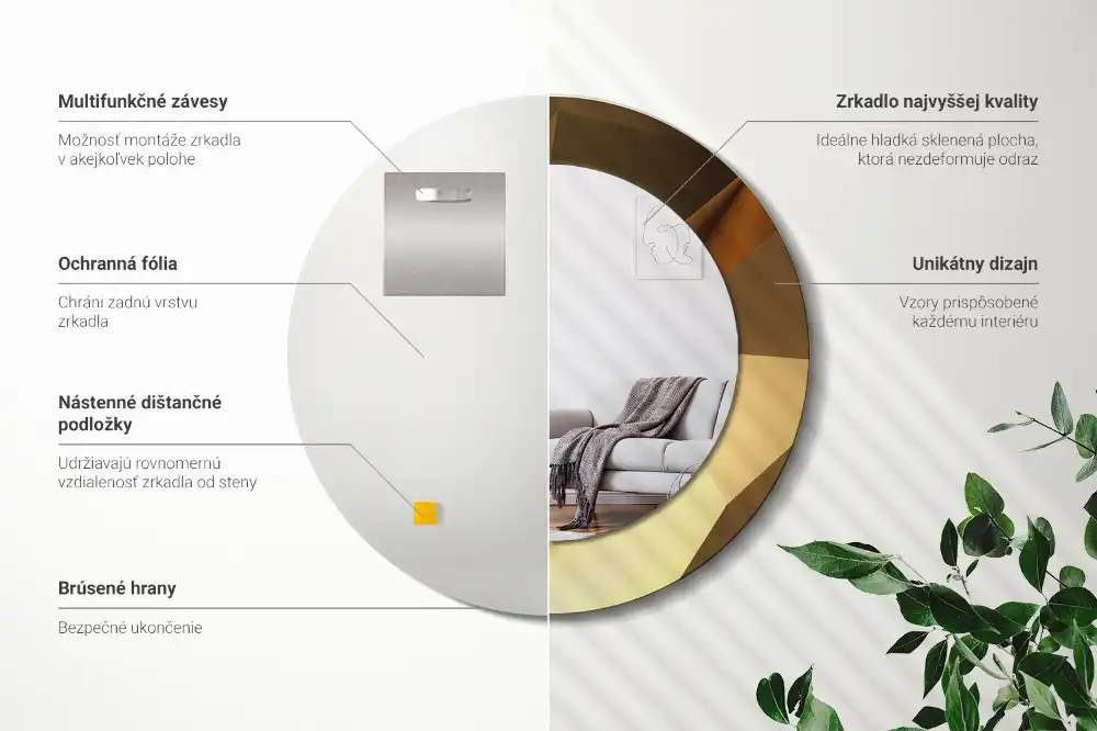 Espejo redondo estampado Patrón geométrico