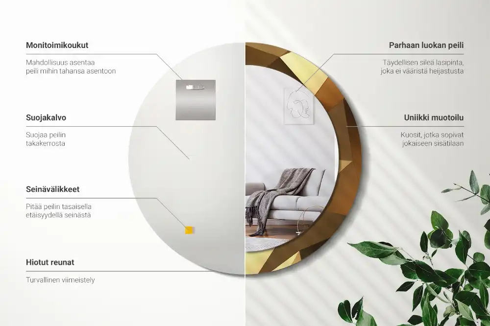 Espejo redondo estampado Patrón geométrico