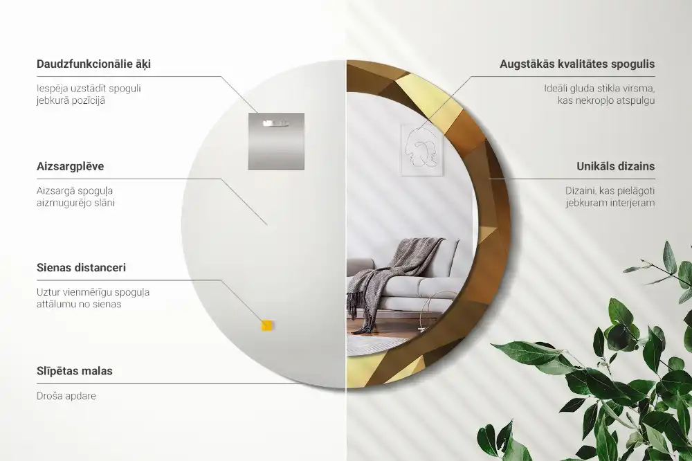 Espejo redondo estampado Patrón geométrico