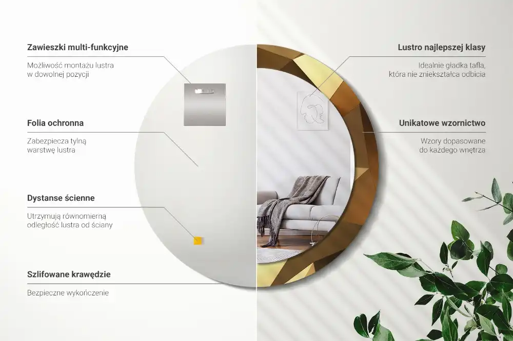 Espejo redondo estampado Patrón geométrico