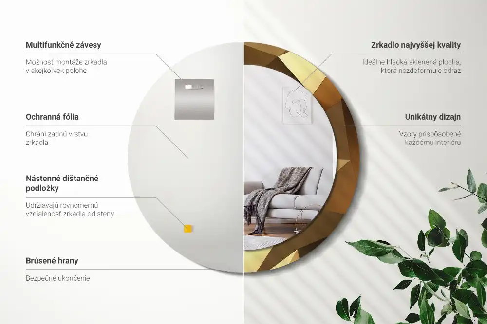 Espejo redondo estampado Patrón geométrico