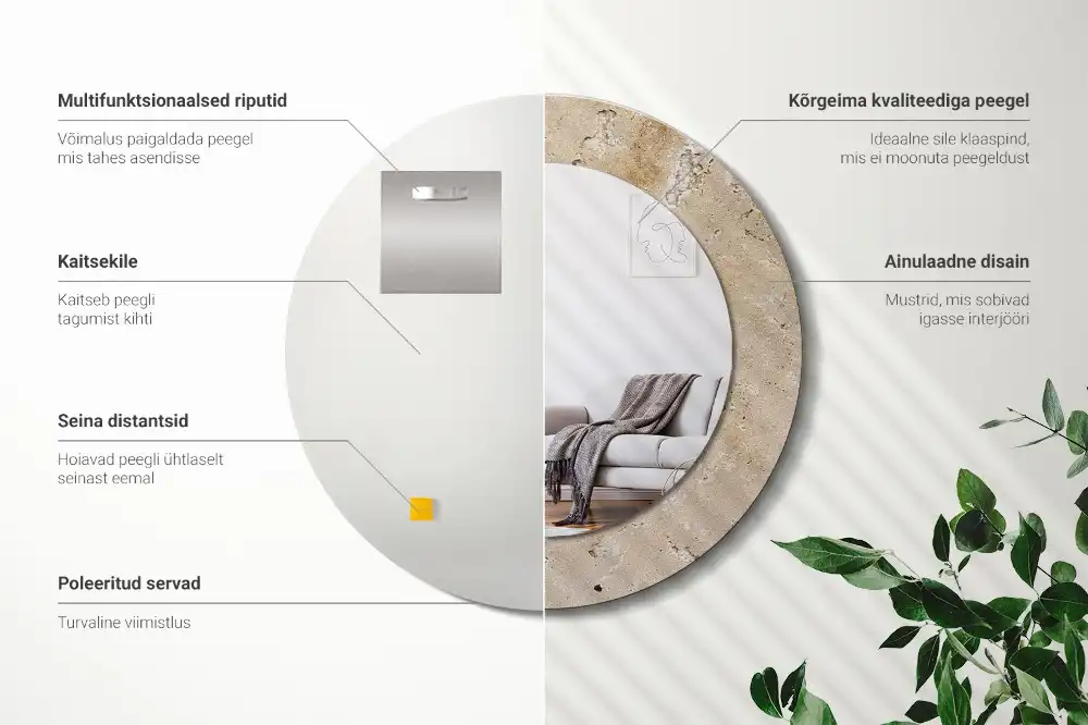 Espejo redondo con decoración Imitación de piedra