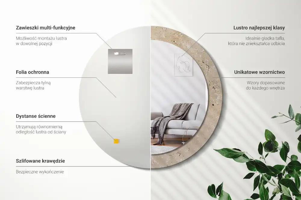 Espejo redondo con decoración Imitación de piedra