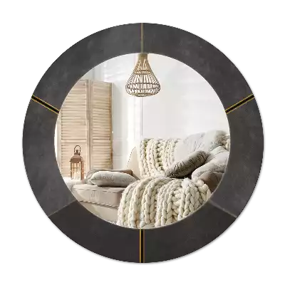 Espejo redondo con decoración Triángulos grises