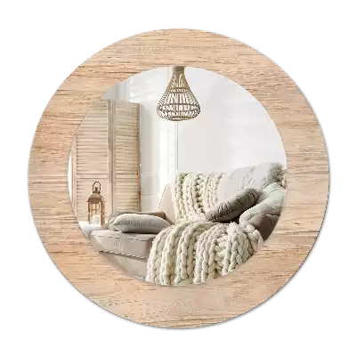 Espejo redondo con decoración Madera