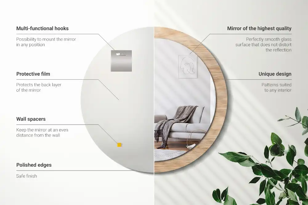 Espejo redondo con decoración Madera