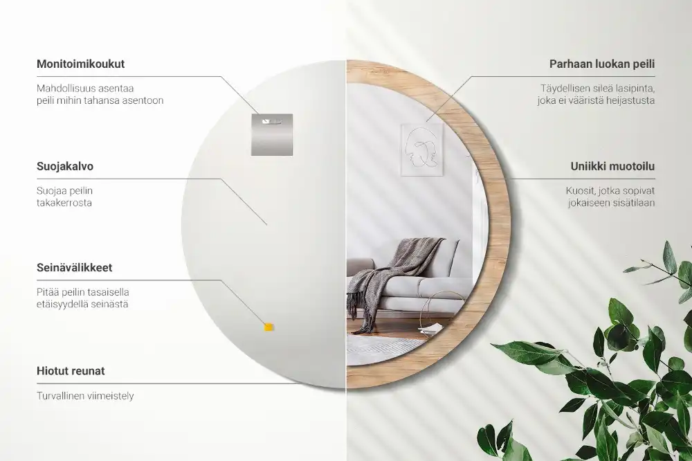 Espejo redondo con decoración Madera