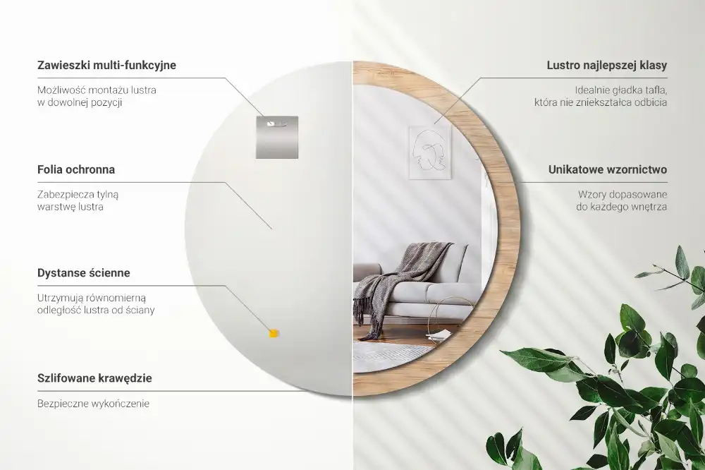 Espejo redondo con decoración Madera