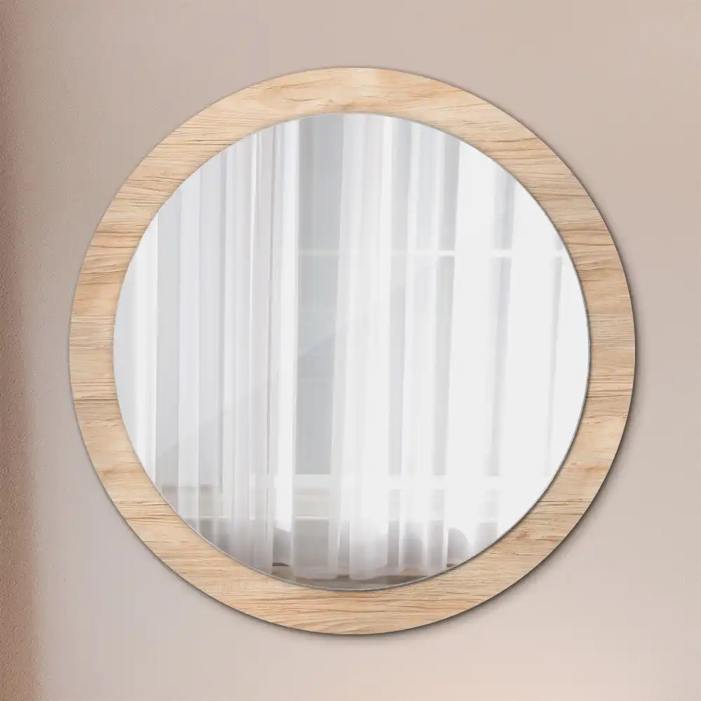 Espejo redondo con decoración Madera
