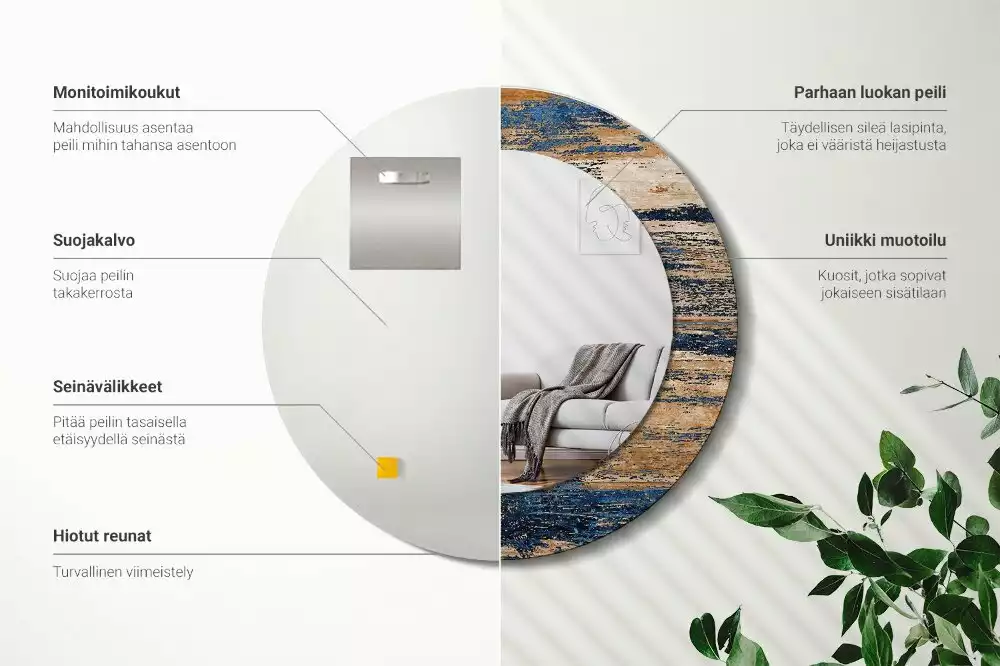 Espejo redondo impreso Madera abstracta