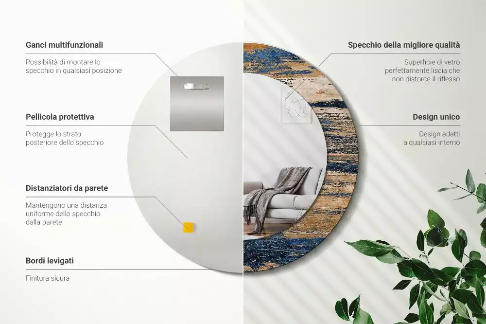 Espejo redondo impreso Madera abstracta