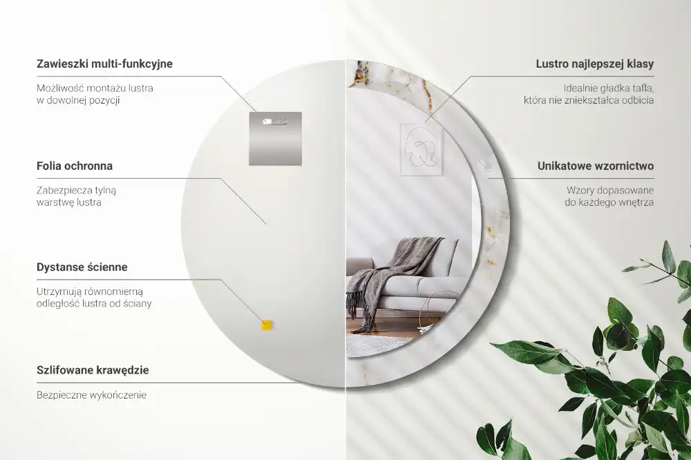 Espejo redondo impreso Mármol brillante