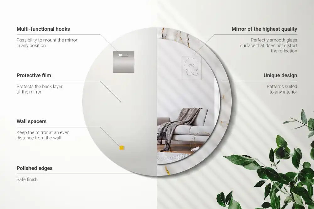 Espejo redondo impreso Mármol brillante