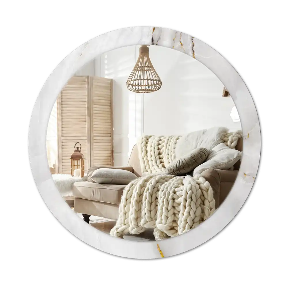 Espejo redondo impreso Mármol brillante